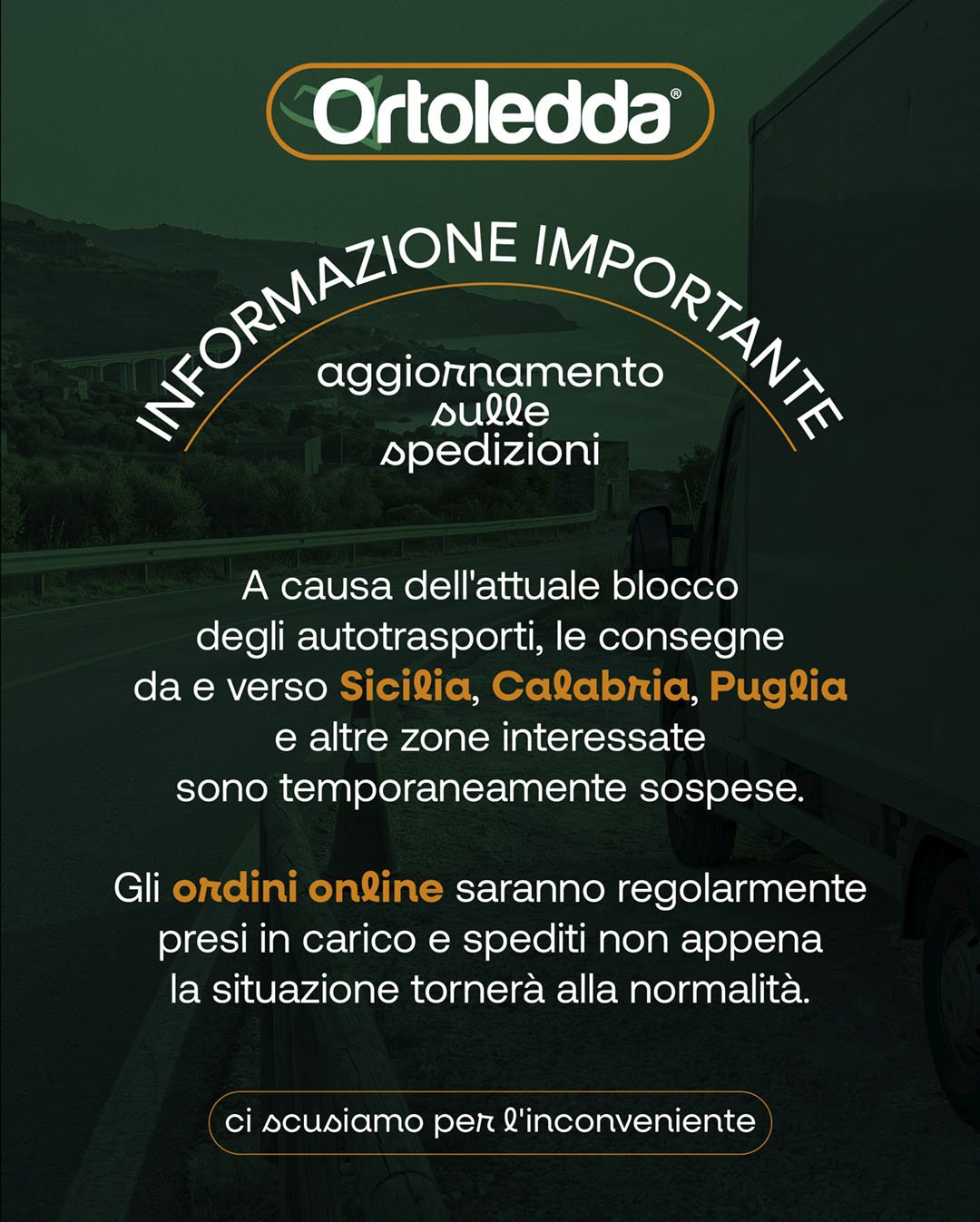 Avviso Spedizioni